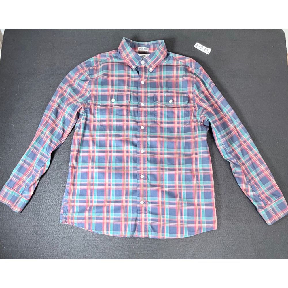 Duluth Trading Co Untucked Plaid Shirt Mens Medium Standard Fit Multi 53806